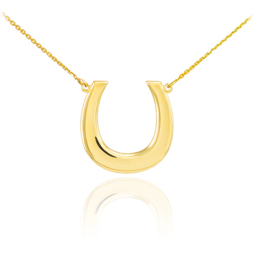 14K Polished Gold Lucky Horseshoe Necklace