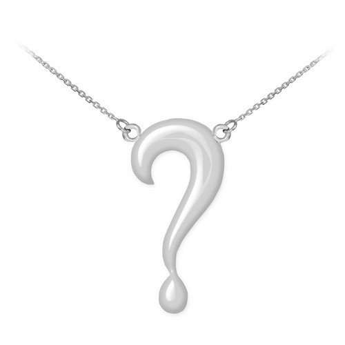 14K White Gold Question Mark Necklace