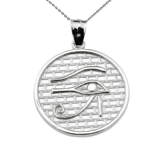 Sterling Silver Eye of Horus Round Charm Pendant Necklace (13 steps)