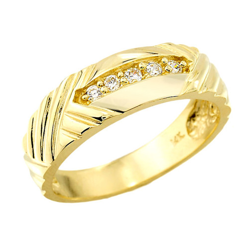 Solid Gold Men's Diamond Wedding Band