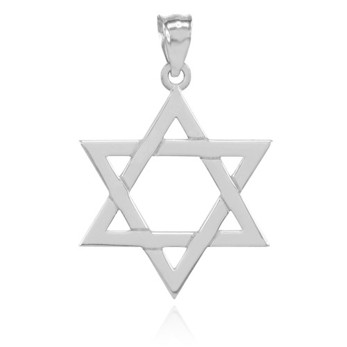 White Gold Jewish Star of David Pendant