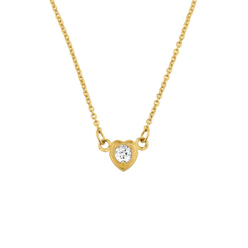 14K Gold Diamond Dainty Heart Necklace