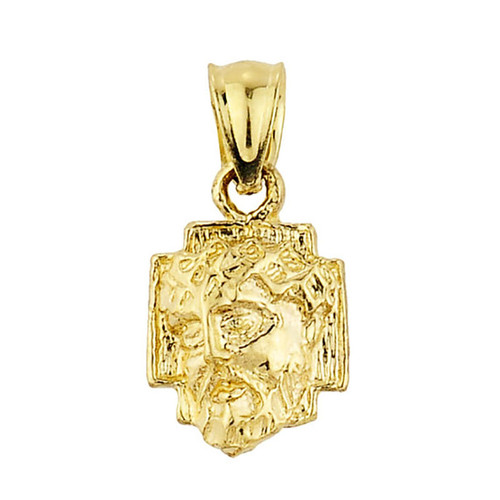 Solid Yellow Gold Jesus Face Pendant