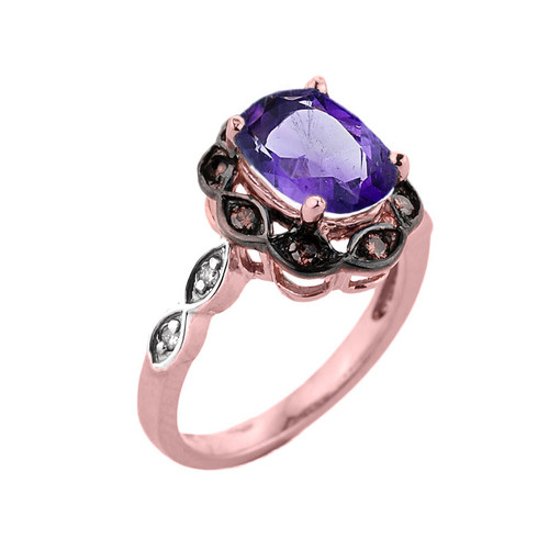 Rose Gold Amethyst and Diamond Proposal Ring