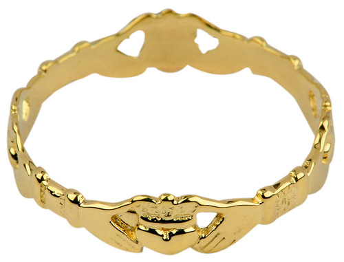 Gold Claddagh Eternity Ring Ladies.  Available in your choice of 14k or 10k Gold.