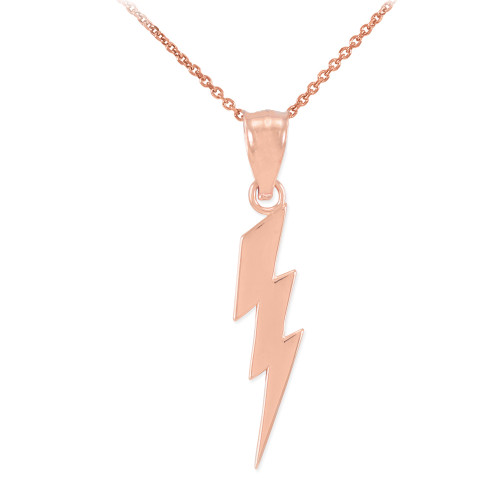 Rose Gold Thunderbolt Charm Pendant Necklace