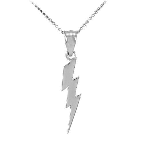 White Gold Thunderbolt Charm Pendant Necklace