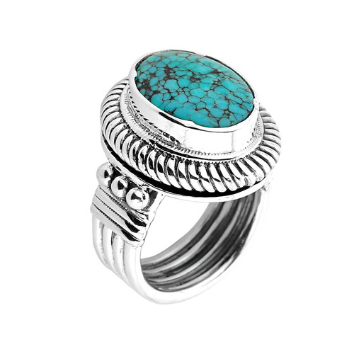 Sterling Silver Oval Shaped Turquoise Gemstone Ring