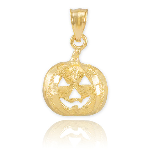 Gold Pumpkin Head Charm Pendant Necklace