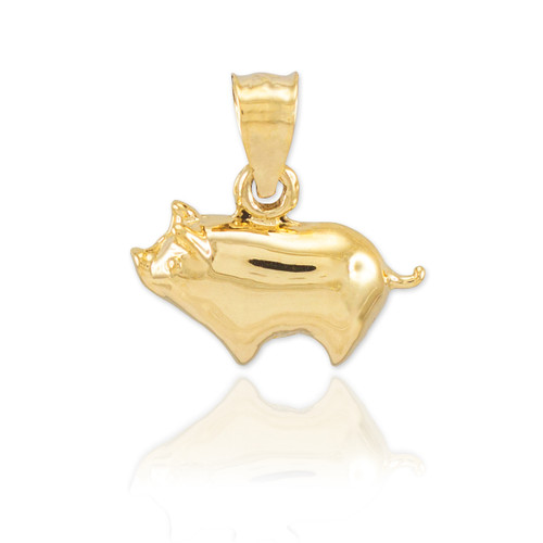 Gold Pig Charm Pendant Necklace