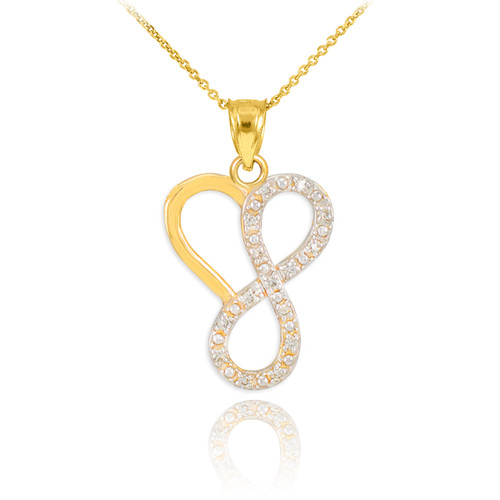 14k Gold Infinity Heart Pendant Necklace with Diamonds