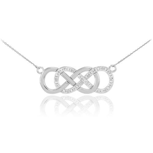 14k White Gold Diamond Double Infinity Necklace