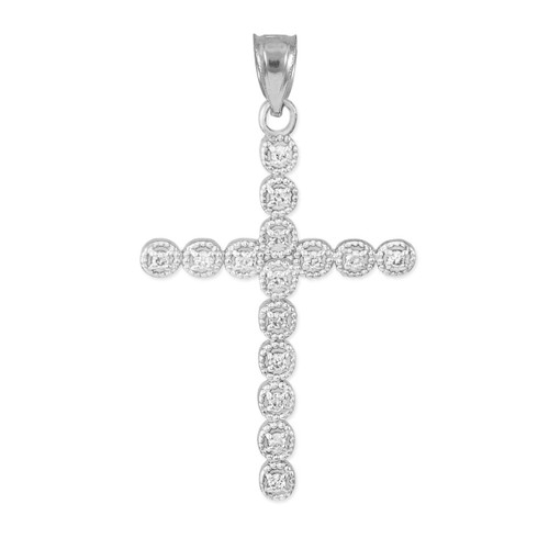 White Gold Diamond Eternity Circle Cross Pendant
