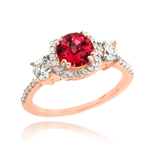 Rose Gold Ruby Diamond Engagement Ring