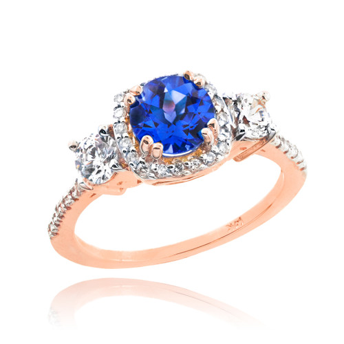 Rose Gold Sapphire Diamond Engagement Ring