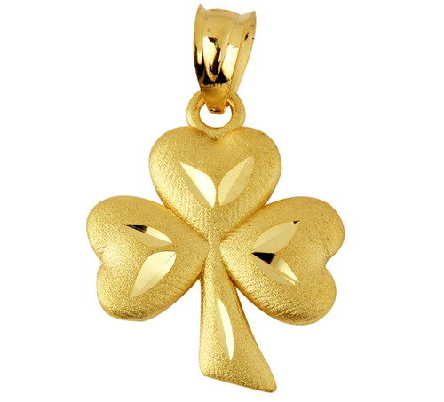 Clover Leaf Celtic Gold Pendant