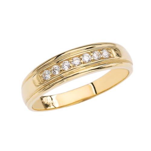 Diamond Men's Wedding Band in Yellow Gold