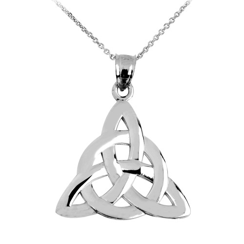 White Gold Celtic Trinity Pendant Necklace