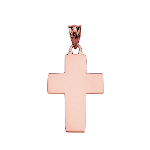 Elegant High Polish Cross Rose Gold Pendant Necklace