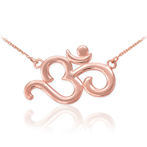 14K Polished Rose Gold Om Necklace