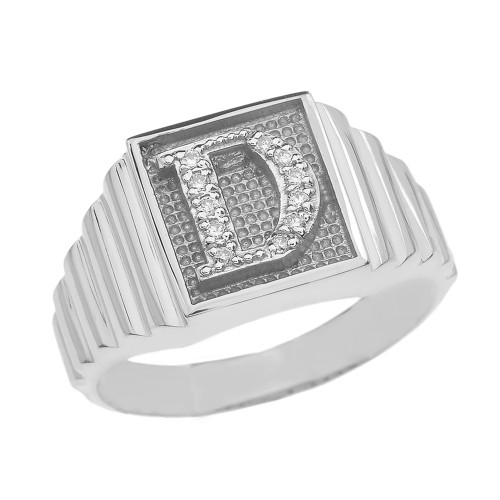 White Gold Diamond Initial D Ring