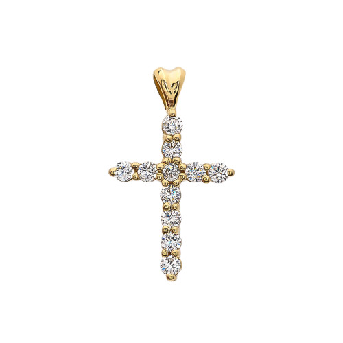 Diamond Cross Yellow Gold Pendant Necklace