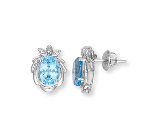 White Gold Blue Topaz Earrings