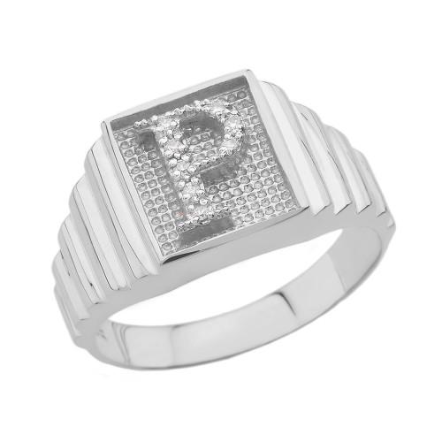 Sterling Silver Diamond Initial P Ring