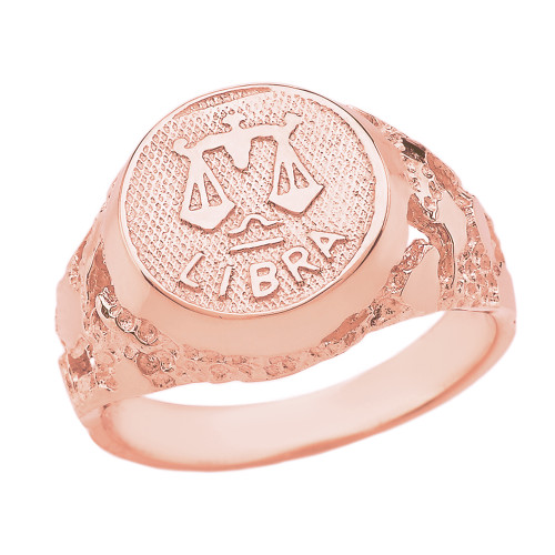 Rose Gold Libra Zodiac Sign Nugget Ring