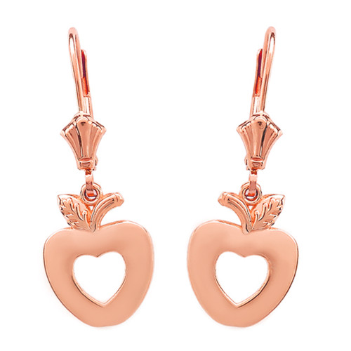 14K Rose Gold Apple Heart Earrings