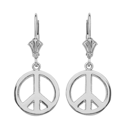 Sterling Silver Boho Peace Sign Earrings