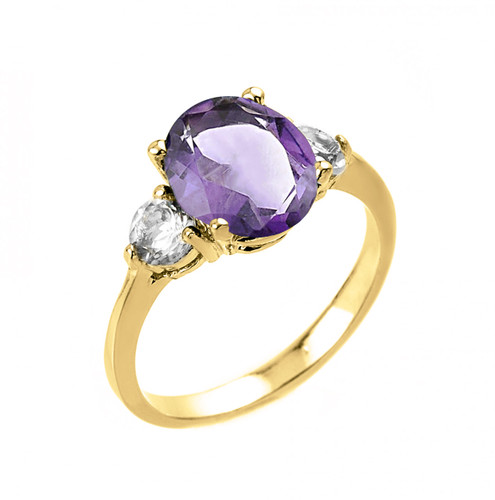 Yellow Gold (LCA) Alexandrite and White Topaz Ring