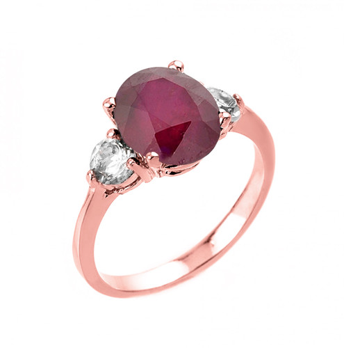 Rose Gold (LCR) Ruby and White Topaz Ring