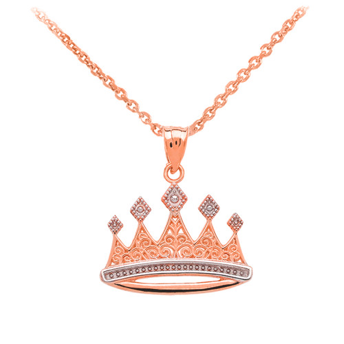 Rose Gold Royal Crown Necklace Pendant