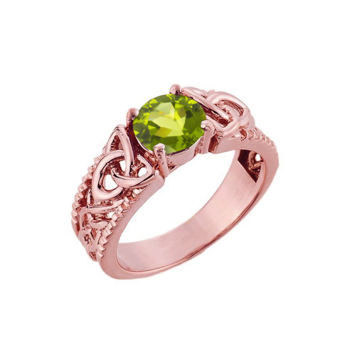 Rose Gold Celtic Knot Peridot Gemstone Ring