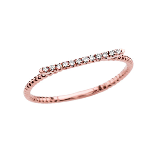 Diamond Beaded Modern Dainty Rose Gold Ring