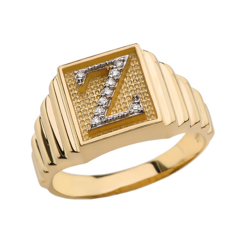 Yellow Gold Diamond Initial Z Ring