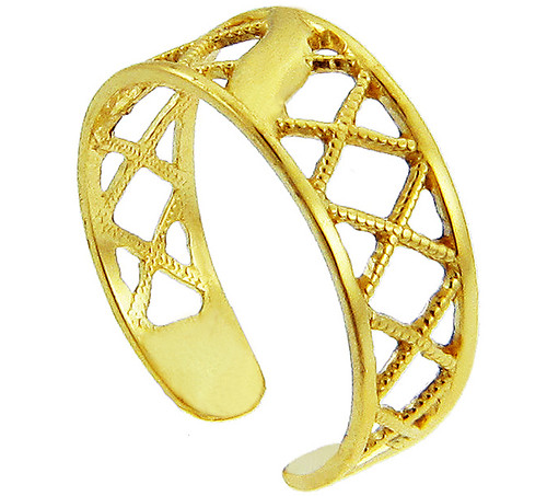 Yellow Gold Cross Hatch Toe Ring