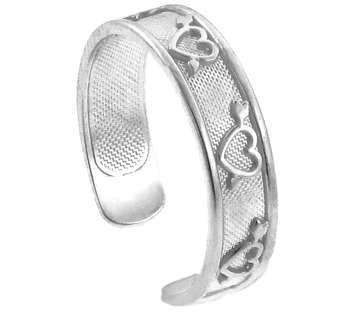 White Gold Heart and Arrows Toe Ring