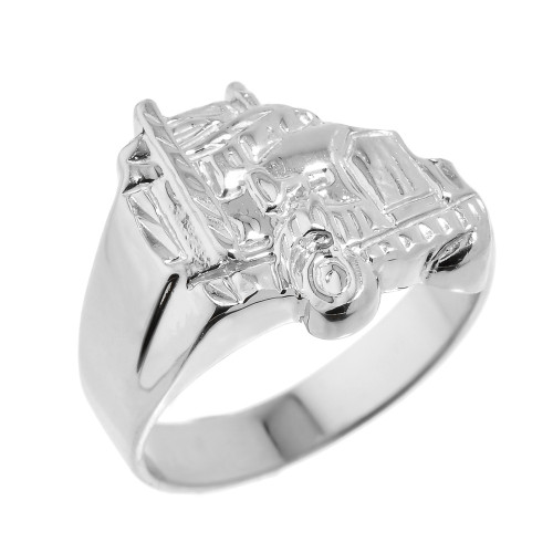 Men's Sterling Silver Truck Design Ring