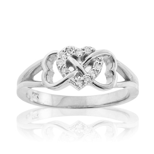 White Gold Diamond Infinity Heart Ring
