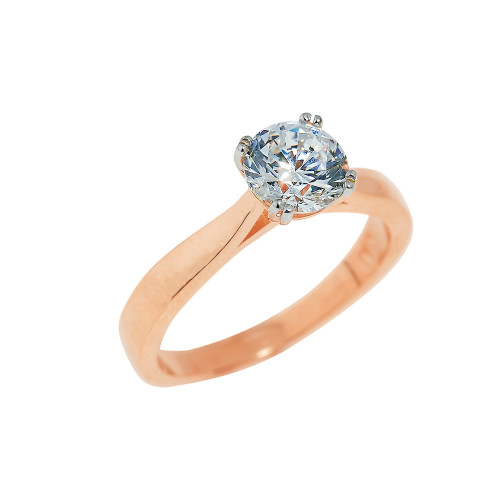 Rose Gold Ladies Engagement Ring with CZ