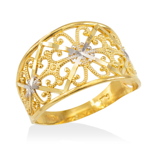 Two-Tone Gold Filigree Ring