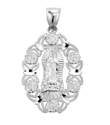 Sterling Silver Our Lady of Guadalupe Charm Pendant