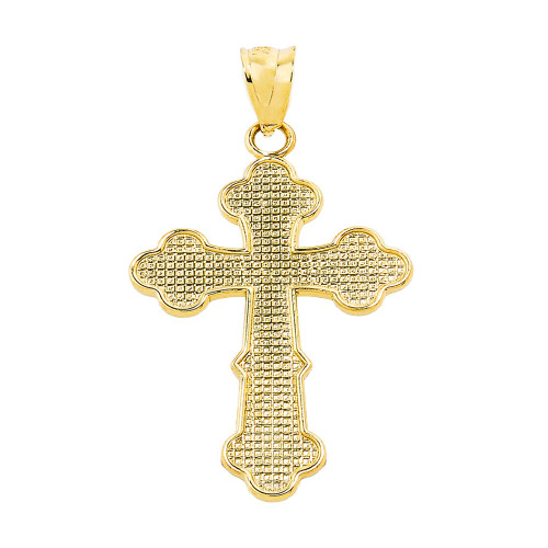 Solid Yellow Gold Orthodox Cross Charm Pendant