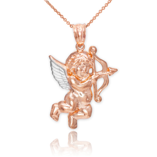 Two-Tone Rose Gold Cupid Pendant Necklace