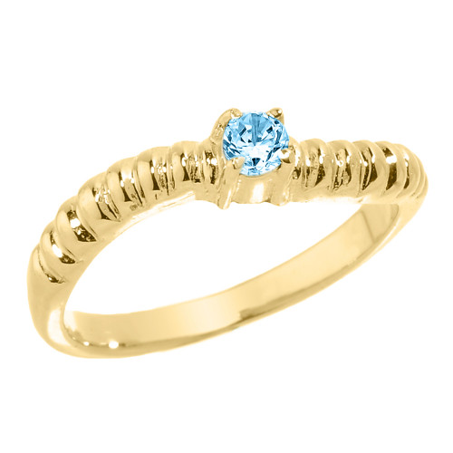 Gold Curved Stackable CZ Birthstone Ring