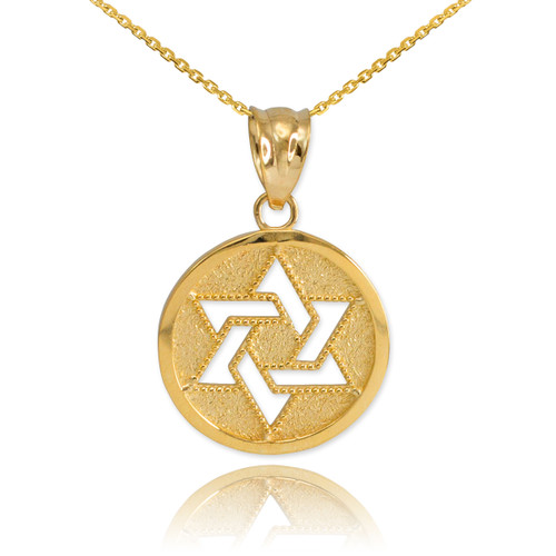 Gold Cut-Out Star of David Pendant Necklace