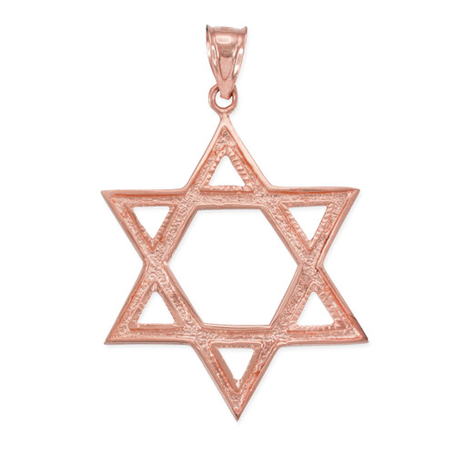 Rose Gold Star of David Pendant 1.7 Inches