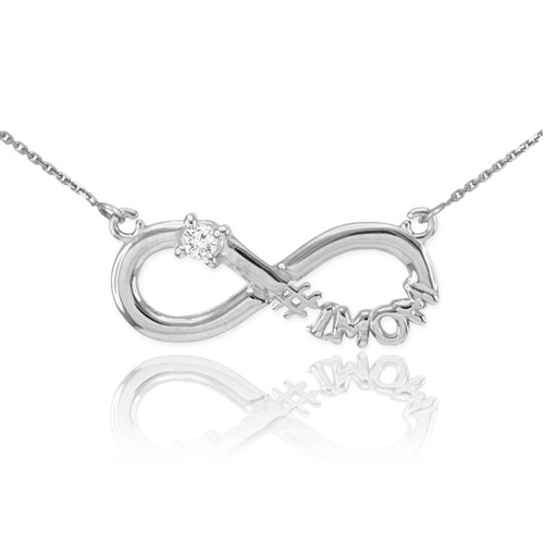 14K White Gold Infinity #1MOM CZ 